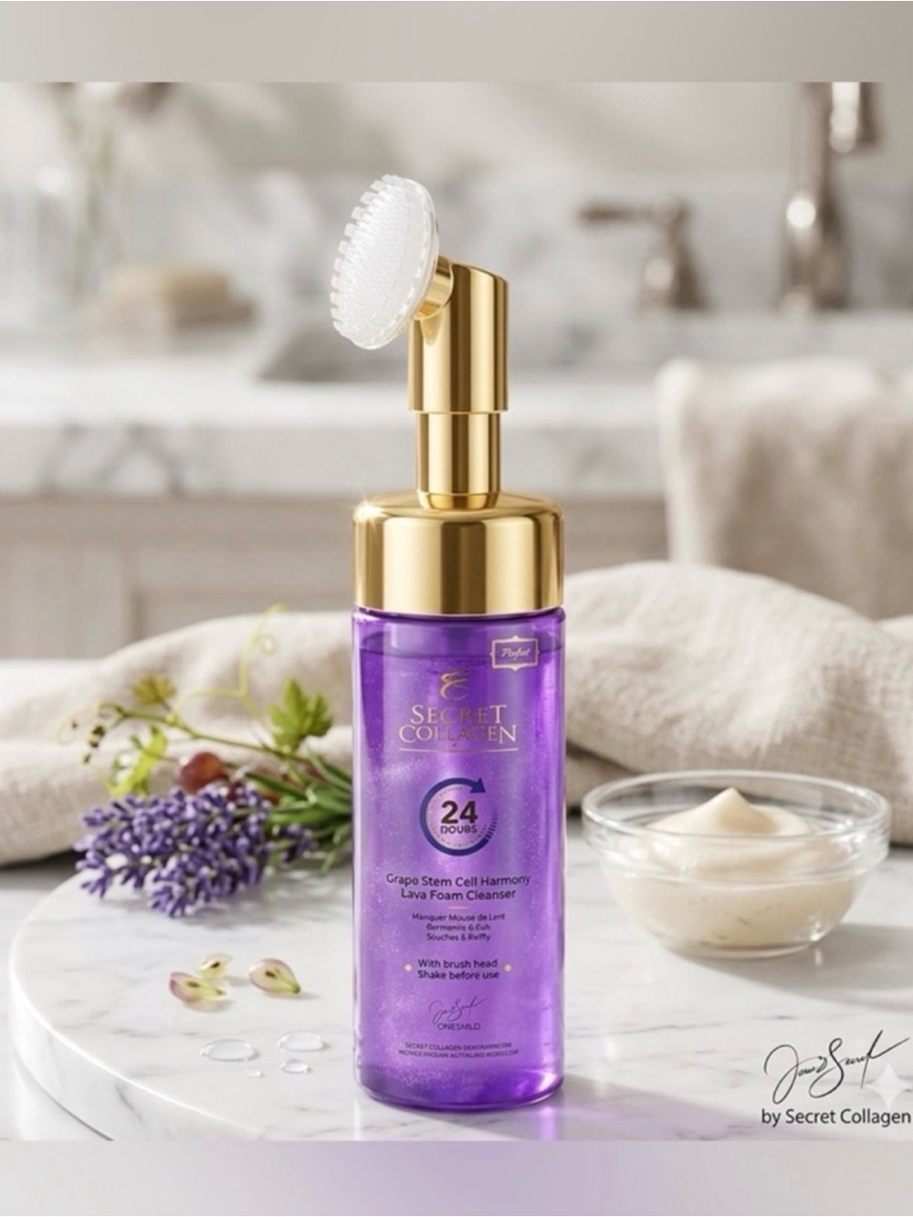 Secret Collagen Apple & Grape Stem Cell Harmony Lava Foam Cleanser ~Retail $229